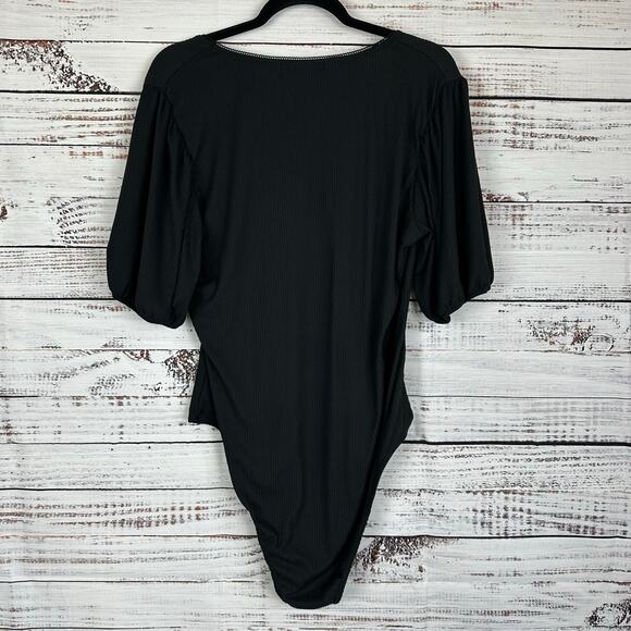 Women's A Beautiful Soul NWOT Black Short Sleeve Body Suit Size B (2X 18/20) - Picture 2 of 8